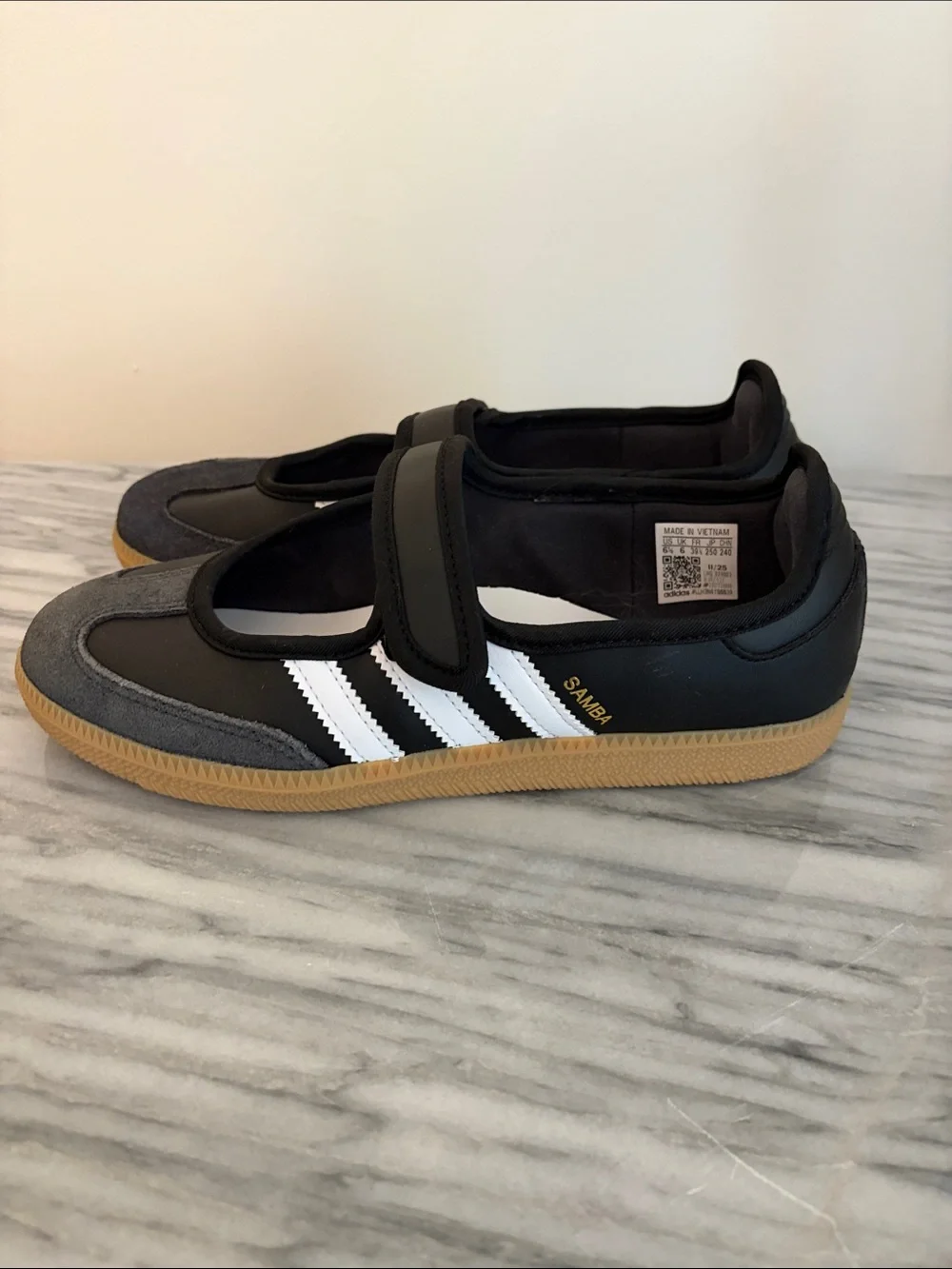 adidas Kids Samba Mary-Jane Sneakers - Black/Gray/White - Picture 3 of 9